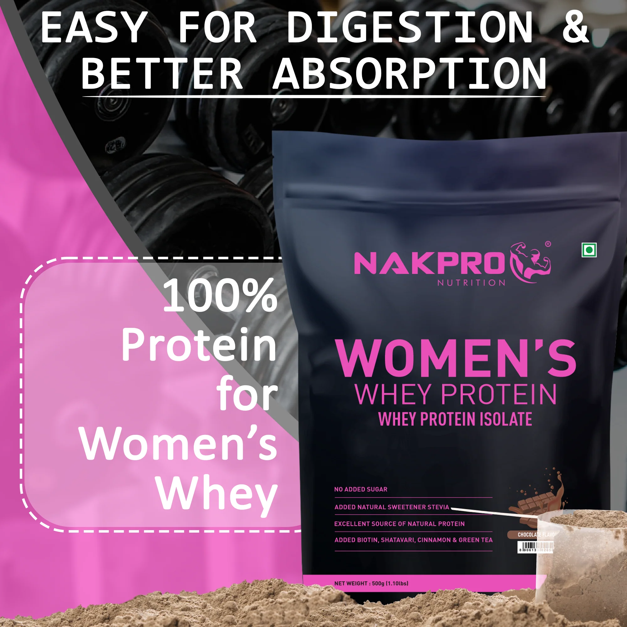 Nakpro Women’s Whey Protein Isolate | 75g Protein | With Biotin & Herbal Extracts - Image 7
