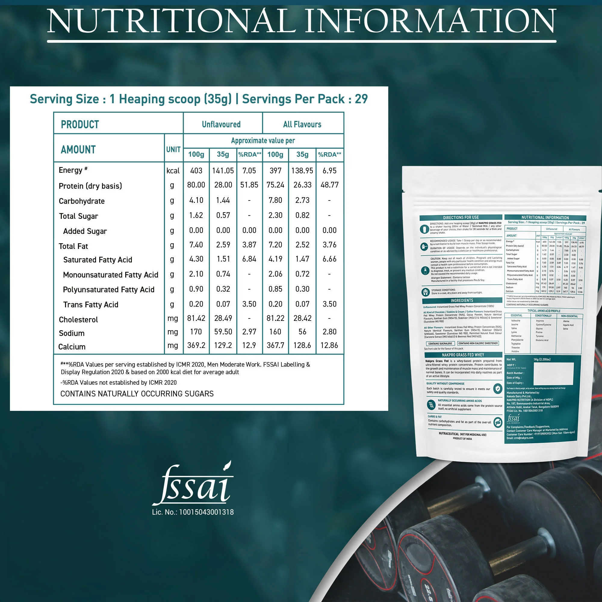 Nakpro Grass Fed Raw Whey Protein Concentrate | 80g Protein | Clean Unflavored Whey Protein - Image 8