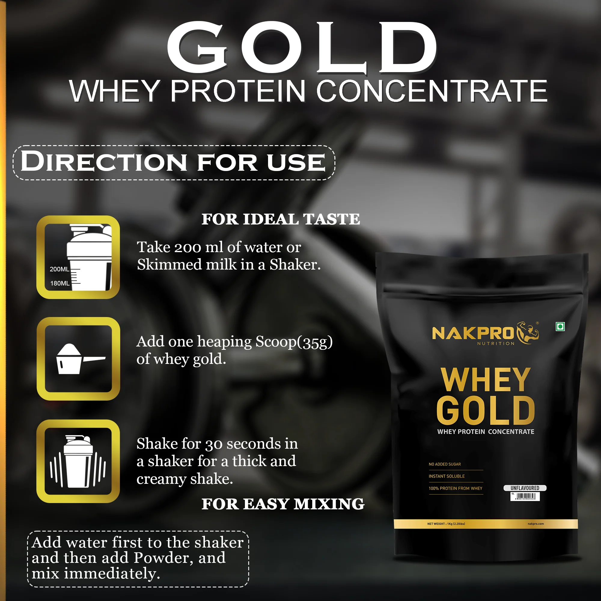 Nakpro Whey Gold Protein Concentrate | 80g Protein | Clean Unflavored Whey Protein | Trustified Certified - Image 20