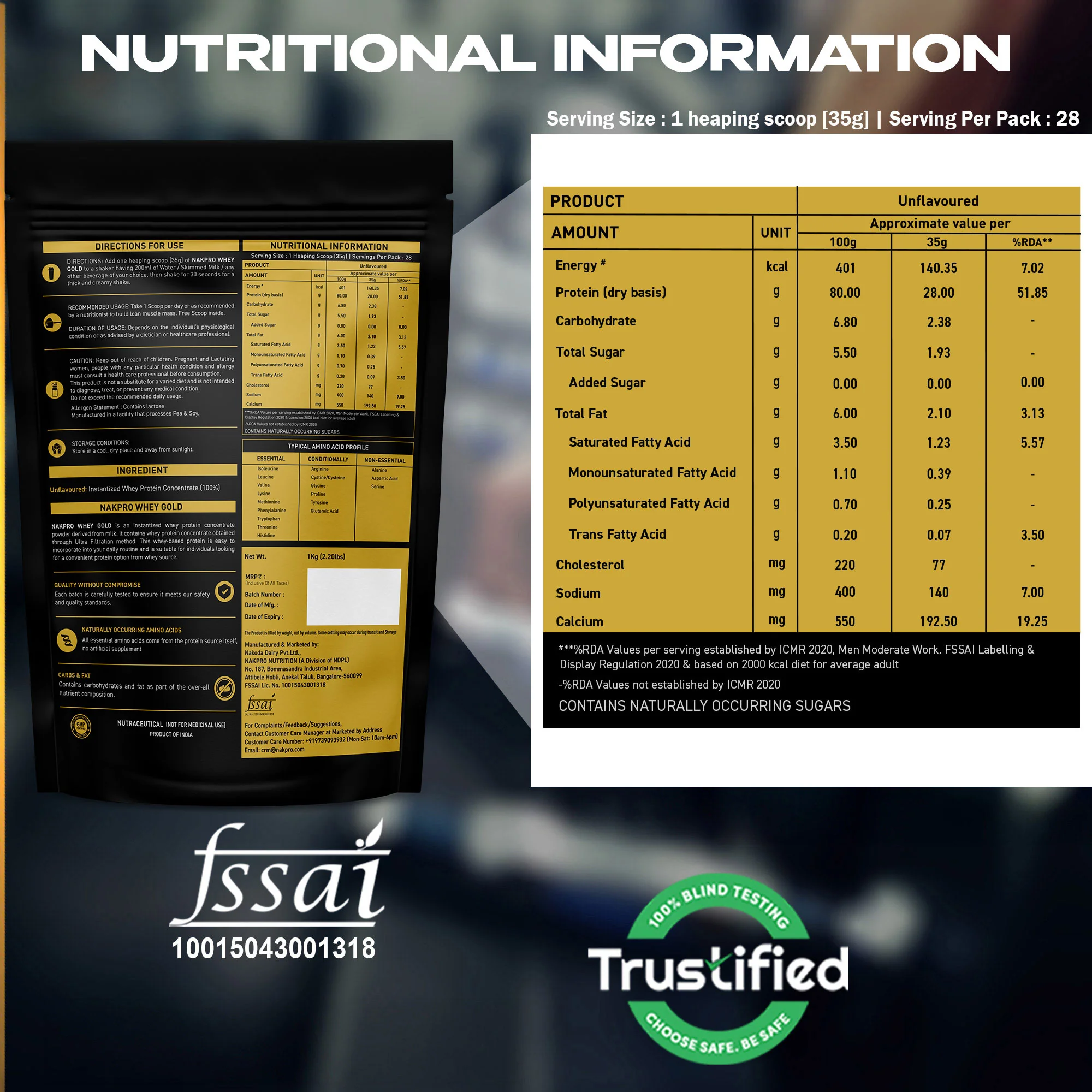 Nakpro Whey Gold Protein Concentrate | 80g Protein | Clean Unflavored Whey Protein | Trustified Certified - Image 36