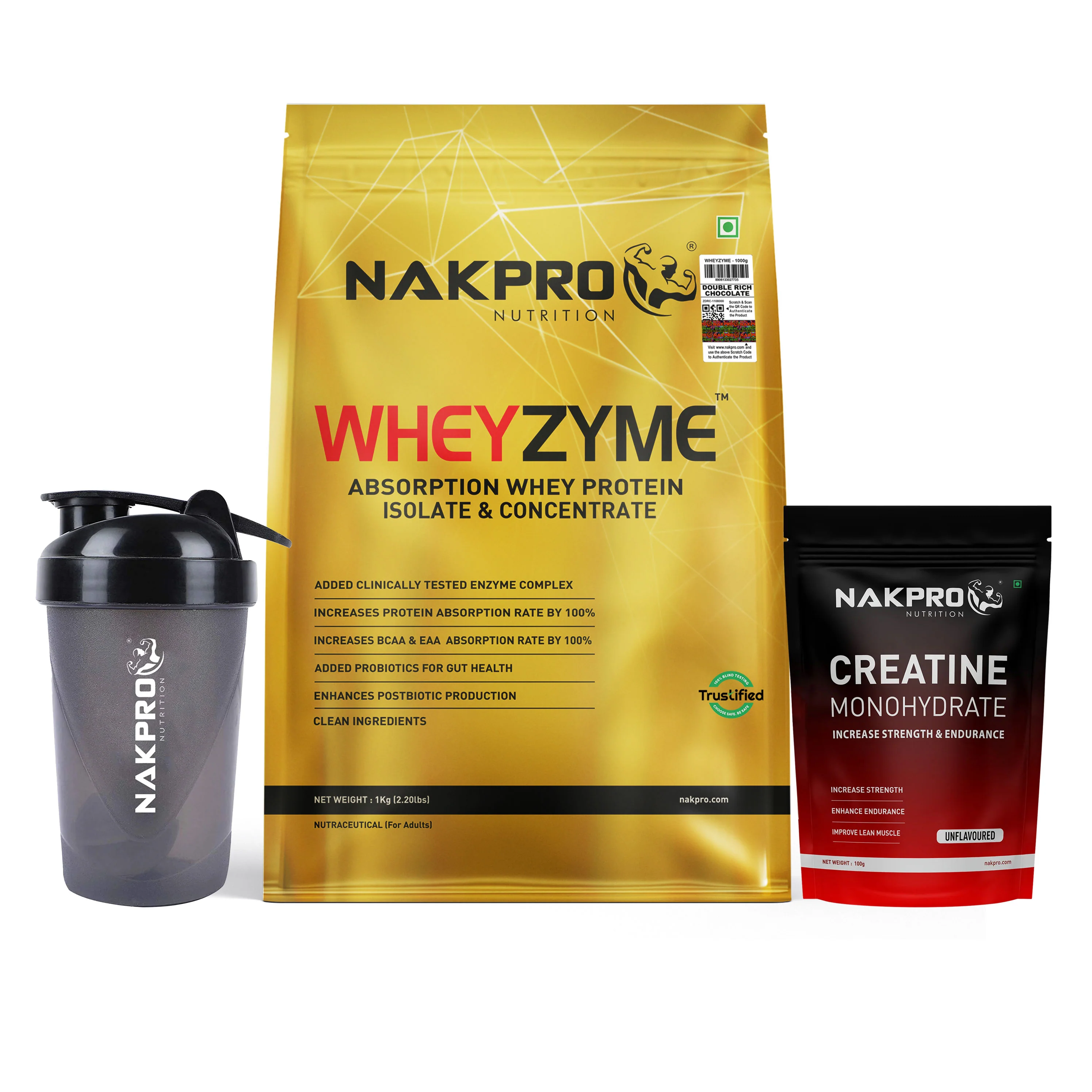Nakpro Wheyzyme Absorption Whey Protein (Isolate & Concentrate) | 73g Protein | Added Probiotics | Trustified Certified - Image 33