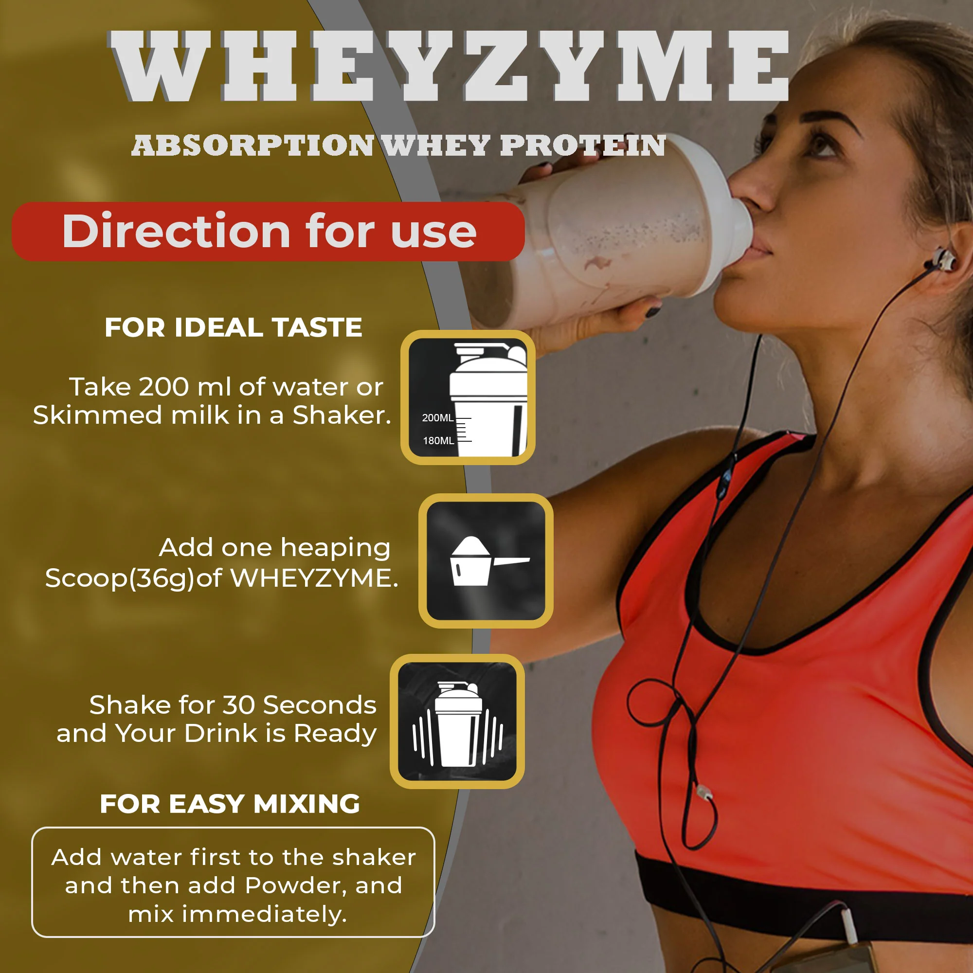 Nakpro Wheyzyme Absorption Whey Protein (Isolate & Concentrate) | 73g Protein | Added Probiotics | Trustified Certified - Image 40