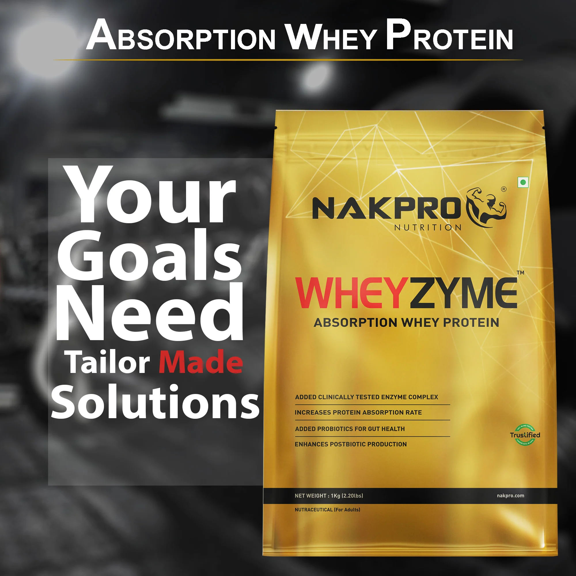 Nakpro Wheyzyme Absorption Whey Protein (Isolate & Concentrate) | 73g Protein | Added Probiotics | Trustified Certified - Image 52