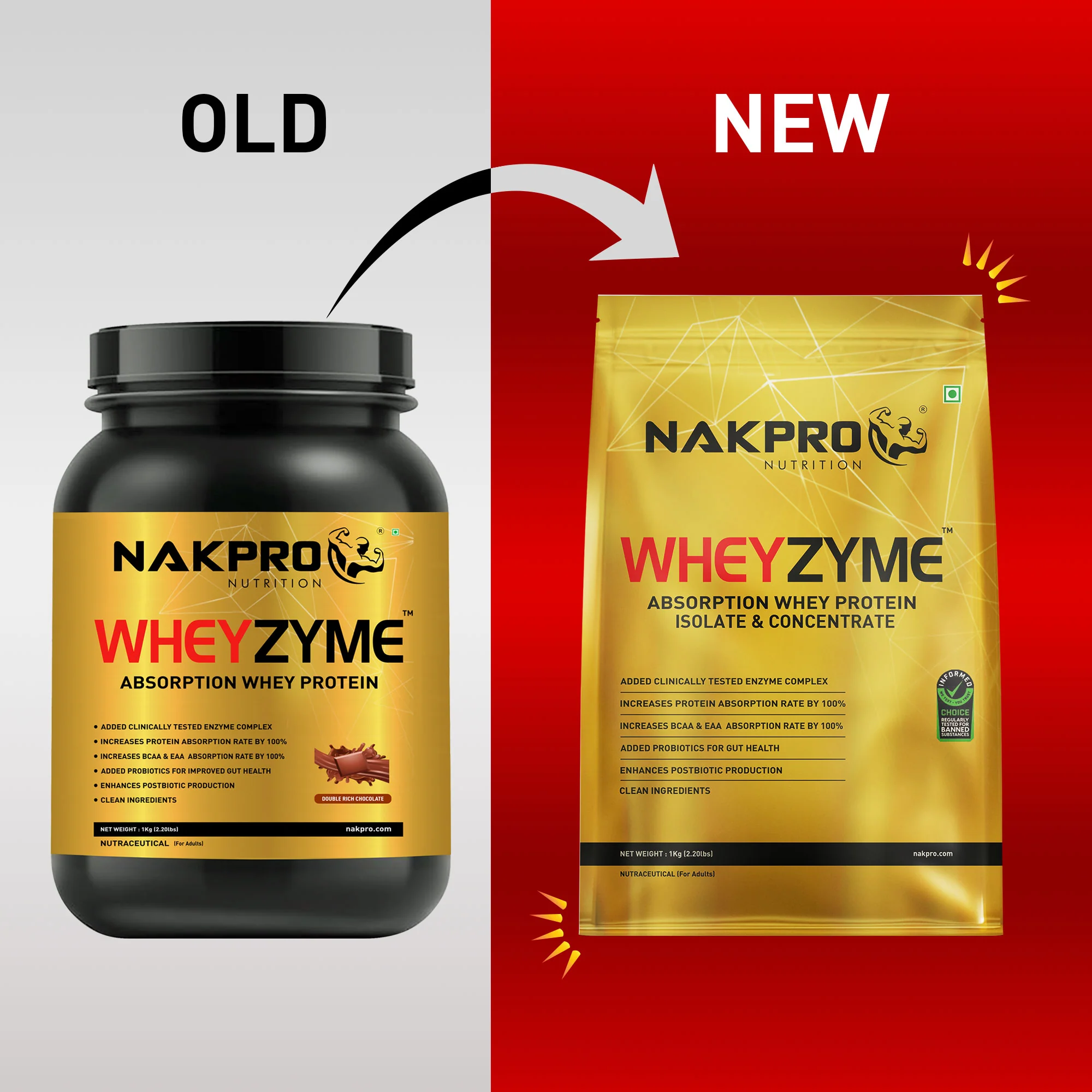 Nakpro Wheyzyme Absorption Whey Protein (Isolate & Concentrate) | 73g Protein | Added Probiotics | Trustified Certified - Image 9